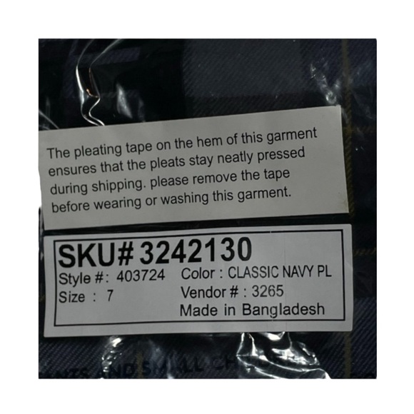 Land's End Plaid Navy Side Pleat Skort Junior Misses Size 7 - Picture 10 of 12